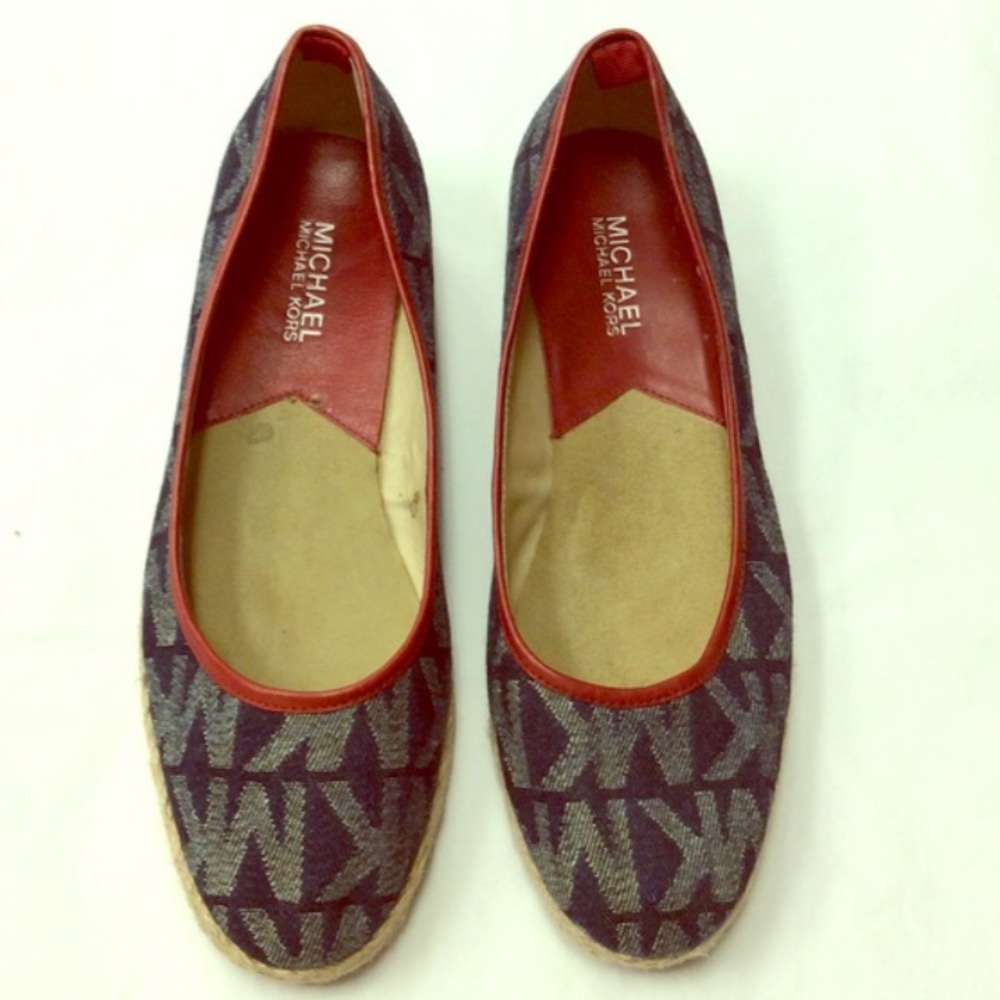 Michael Kors Purple Logo Espadrilles with Red Trim